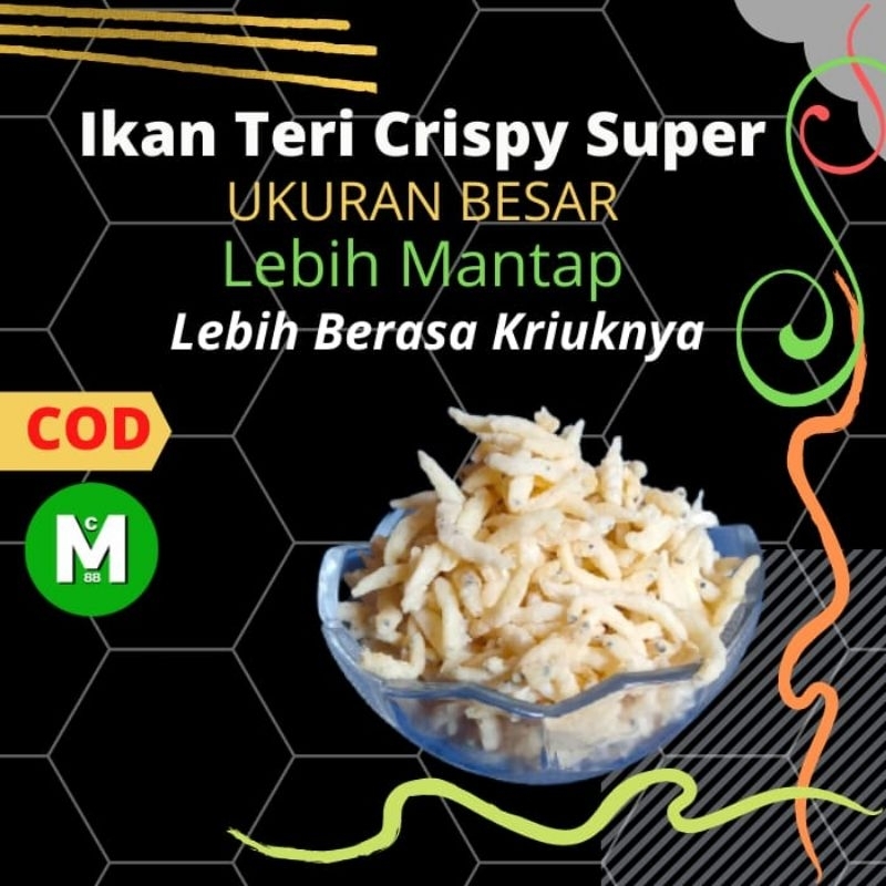 

ikan teri crispy super 500 gram original/balado/jagung bakar/barbeque/hot spicy/pedas
