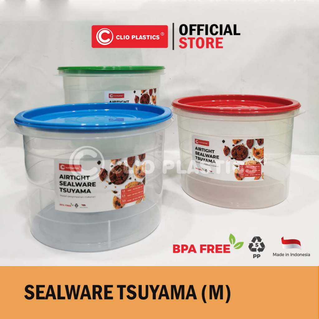 3PCS Sealware Tsuyama (M) - toples bulat plastik - tempat kopi - tempat kerupuk - tempat pilus
