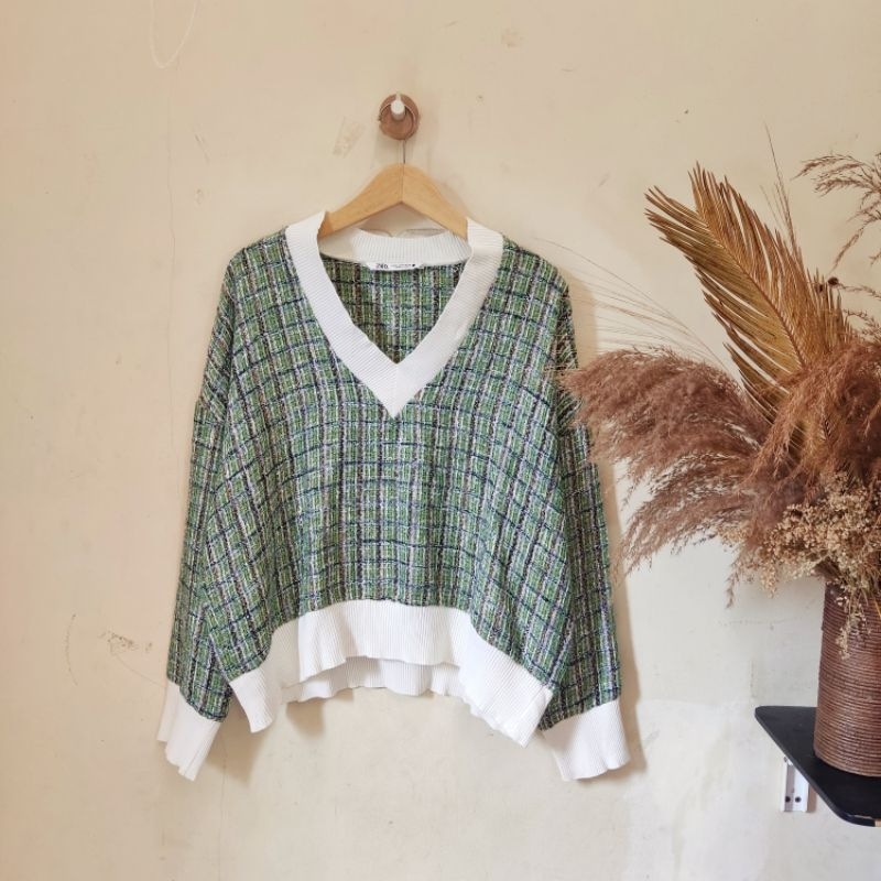 Zara tweed sweater preloved