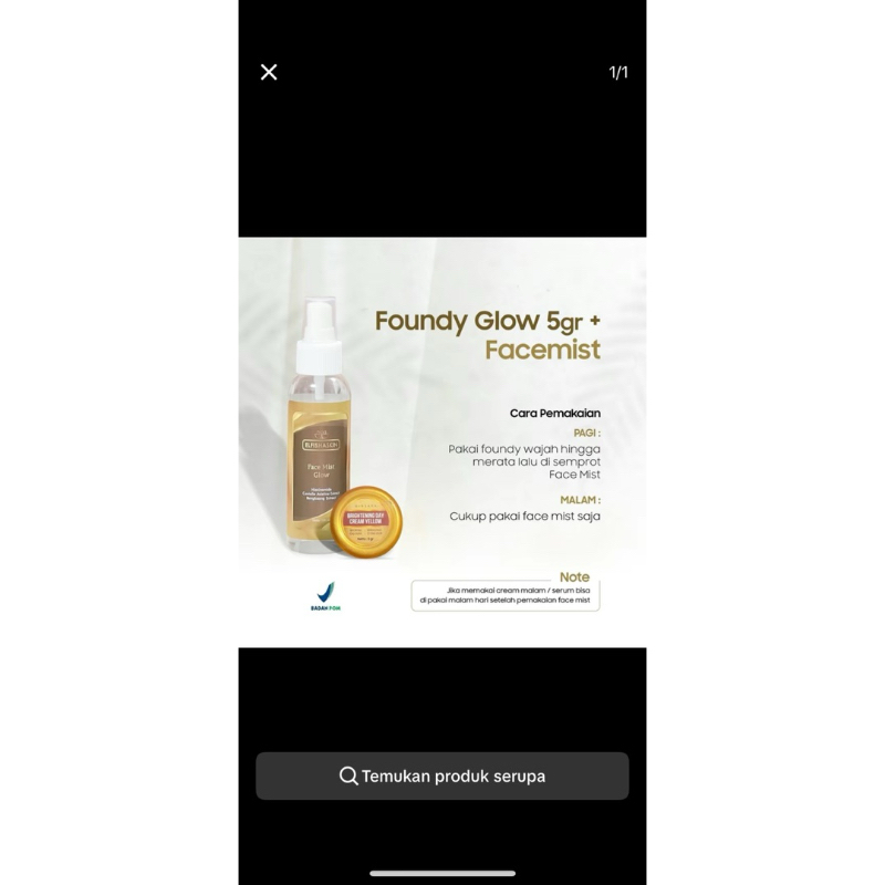 paket glow up facemist dan fondi 5gr kemasan new