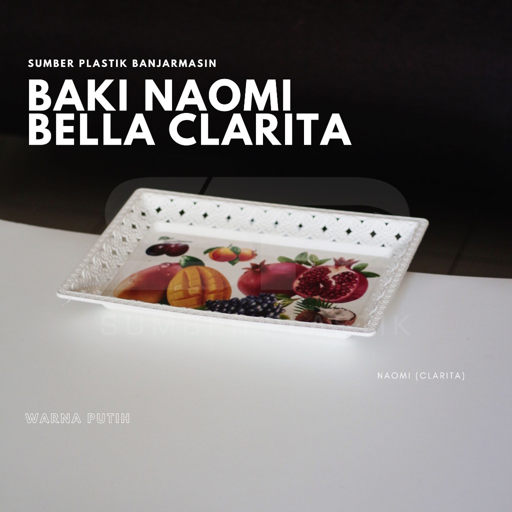 Baki Naomi Bella Nampan Segi Clarita Warna Putih Plastik (Satuan)