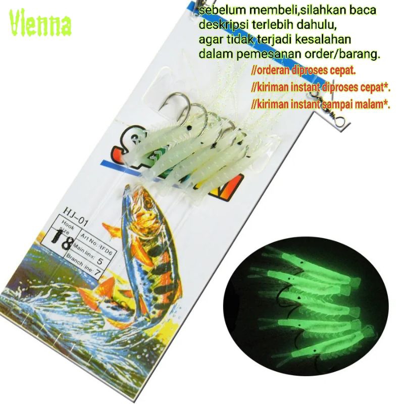 lure umpan ikan model udang udangan rangkai sabiki - kotrekan fishing lure with hook
