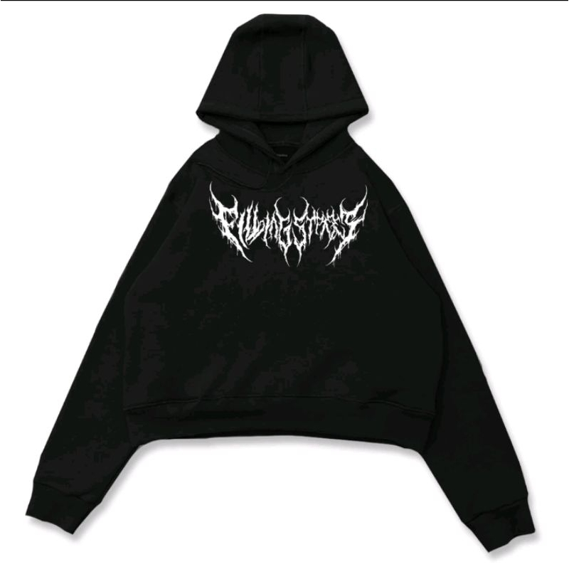 crop hoodie oversize unfinished Filingsreet - Bone black