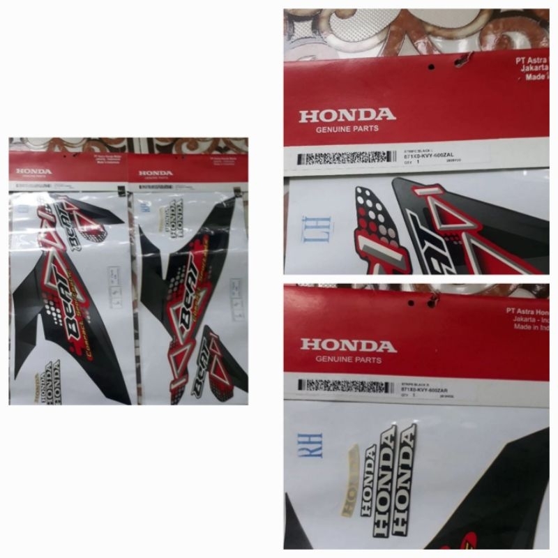 Striping Set Beat karbu kiri kanan dan depan beat karbu 2011 Hitam ori AHM