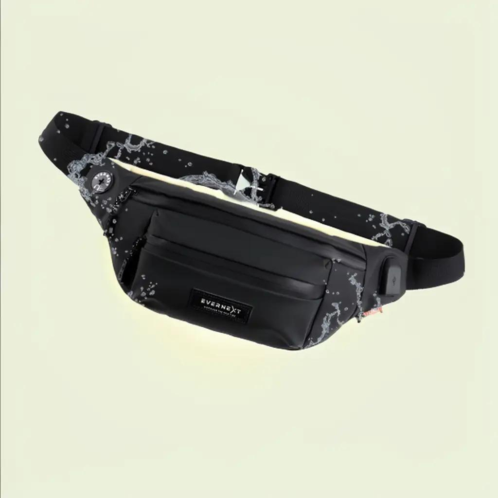 WaistBag Pria Waterproof Tas Selempang Anti Air Cowok DIstro Sling Bag Premium Branded Evernext Volk