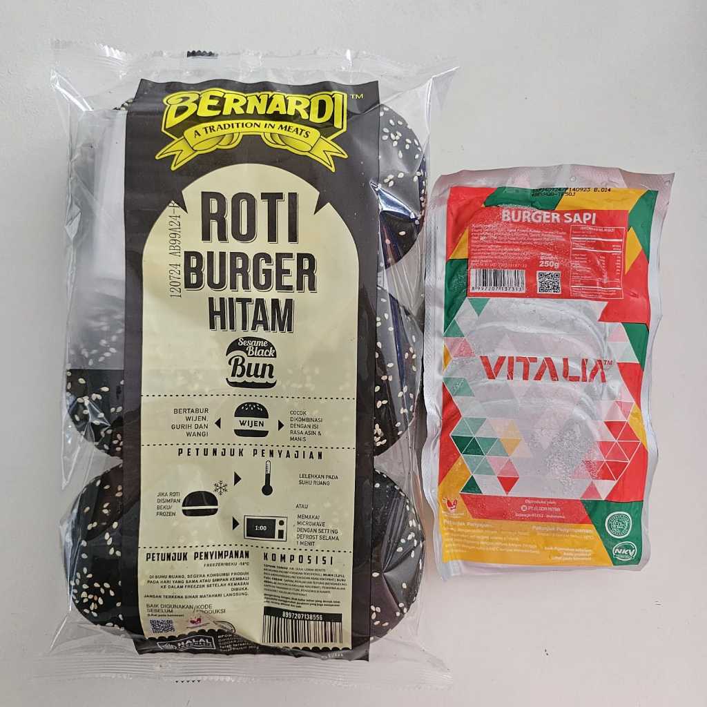 

( PAKET) BERNARDI burger hitam wijen + VITALIA isian burger 10s