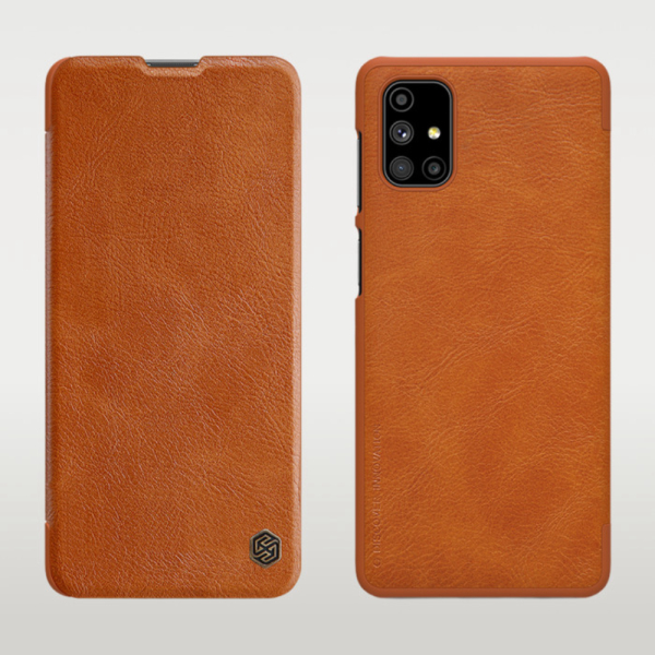 Dijual SAMSUNG M51 NILLKIN Qin Leather Flipcase Flip Case Original - Cokelat Berkualitas