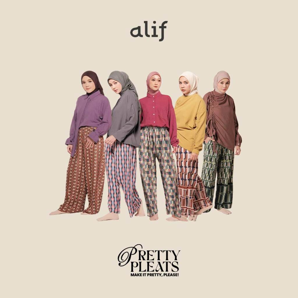 Alif Modern Wear - Pretty Pleats Celana Kulot Pleats Plisket Motif - Fun Retro Collection