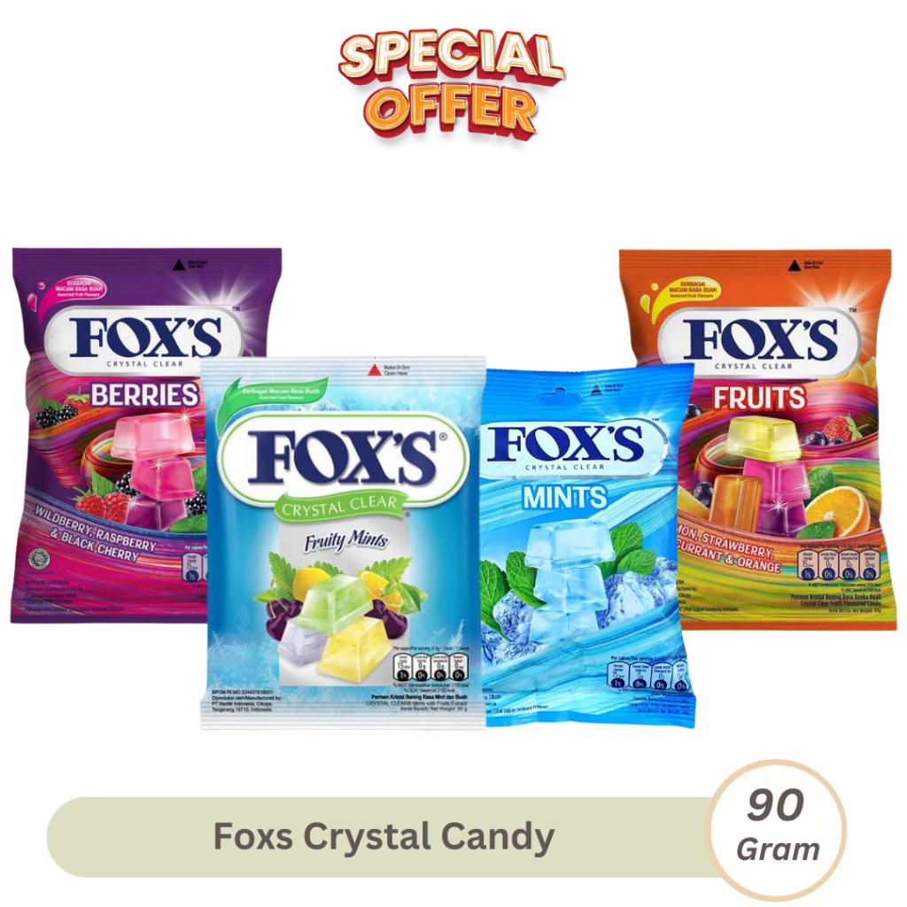 

Foxs Crystal Candy 90gr Kristal Permen Fox's Berbagai Rasa Buah Mint