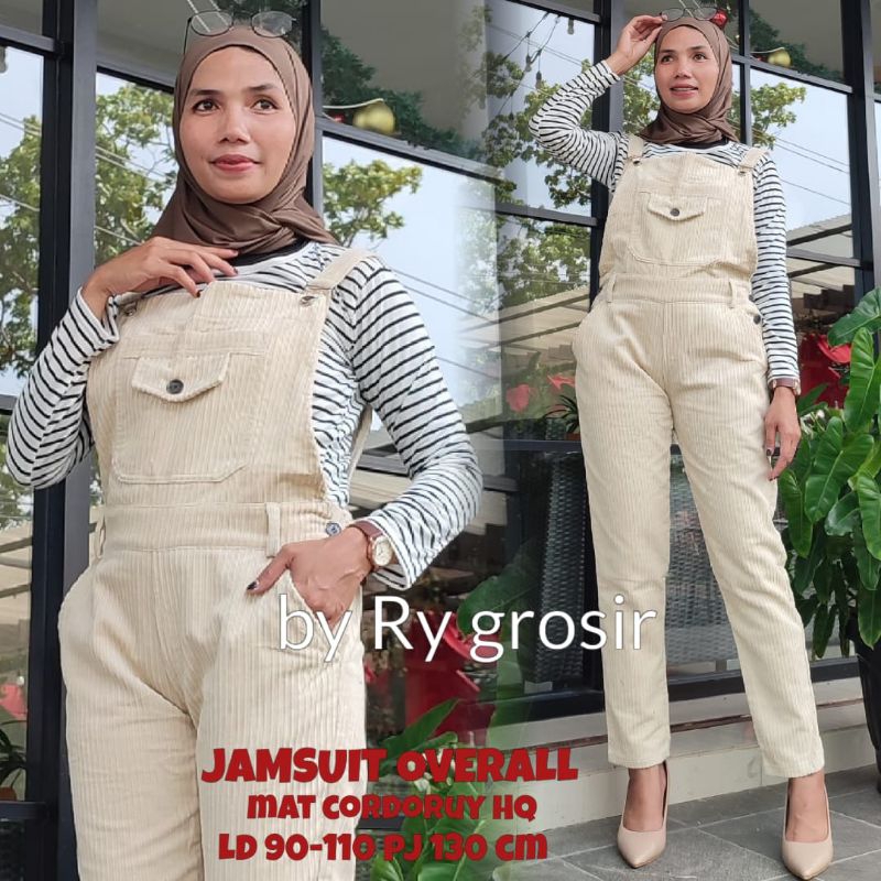 Jumpsuit Overall Cargo Bahan Corduroy Model Terbaru