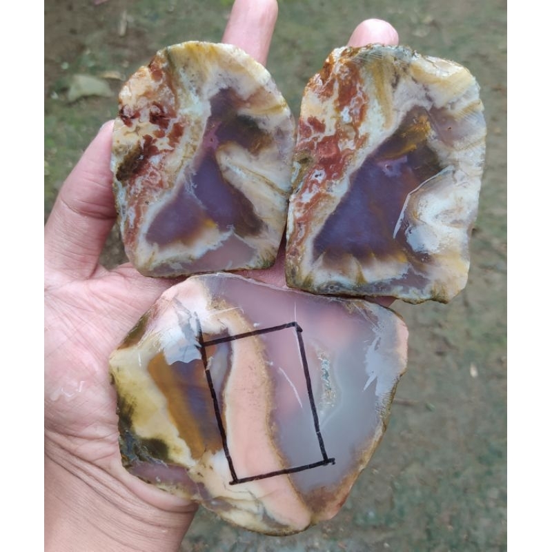 batu akik bahan lempengan pancawarna garut cristal motif borongan hemat