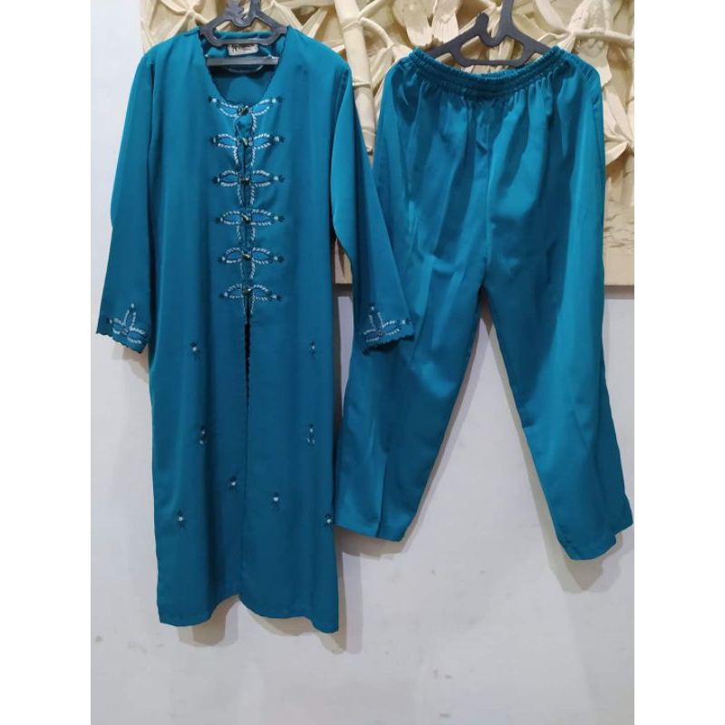 Setelan Muslim Atasan Tunik Panjang Bordir / Setelan Wanita | Baju Lebaran / Set Tunik Panjang Dan C