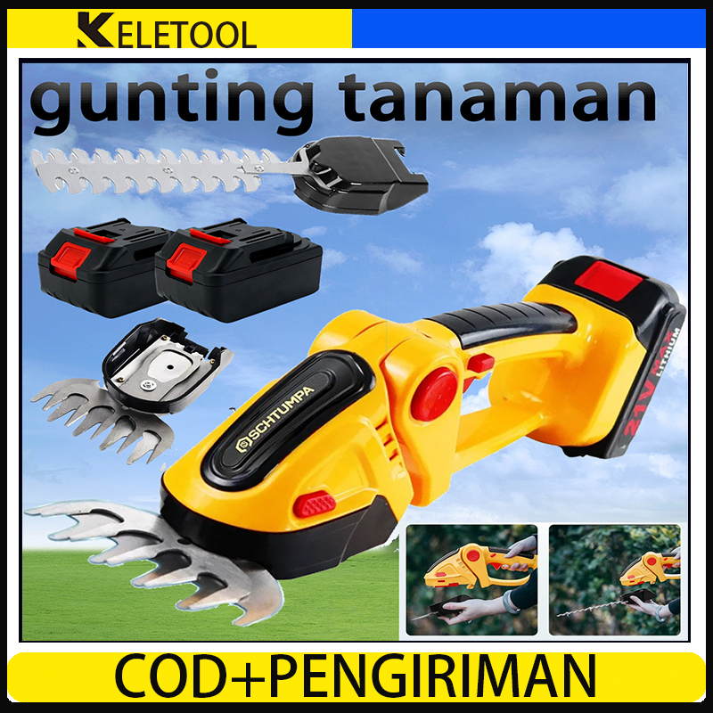 2in1 Alat Potong Rumput Elektrik Mesin Hegdetrimmer Pemotong Cordless Garden Shear Set Tanaman Daun 