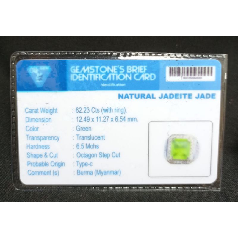 BATU CINCIN GIOK  JADAITE JADE' BERSERTIFIKAT ASLI SIAP PAKAI