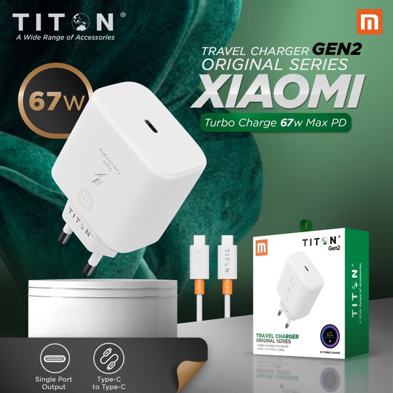 TITON GEN 2 TRAVEL CHARGER XIAOMI 67W PORT TYPE C KABEL C TO C