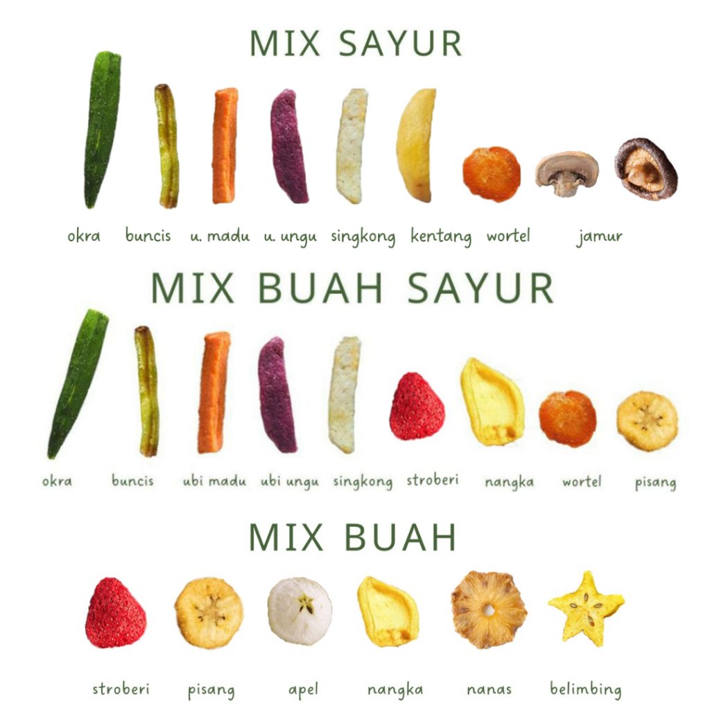 Softcookies_ Snack Buah Toples 1L Buah Kering Renyah Kripik Buah Keripik Buah Dan Sayur Snack Diet