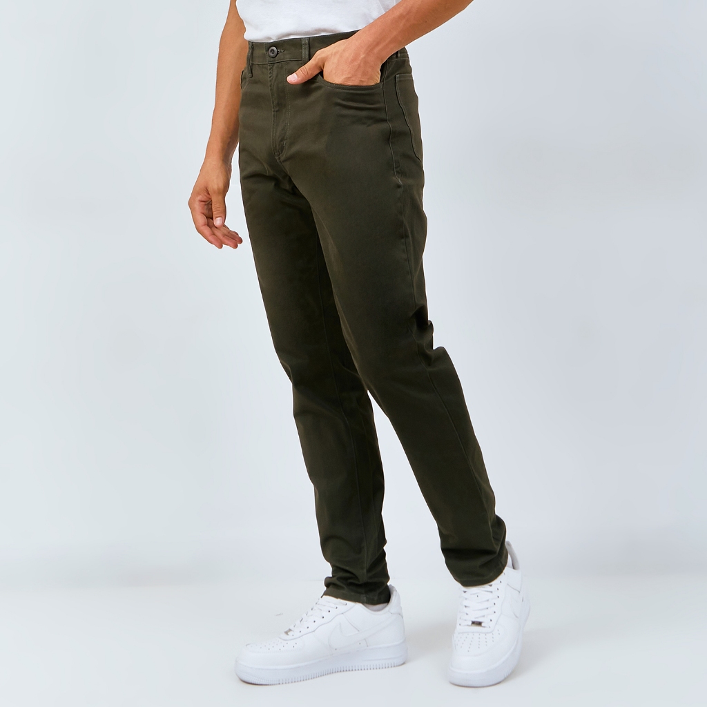 M231 Celana Panjang Pria Chino Pants Slim Fit Stretch Army 0065G