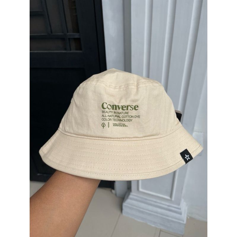 TOPI CONVERSE RENEW SEASONALN BUCKET HAT 1002495 ORIGINAL CAP CONVERSE CREAM