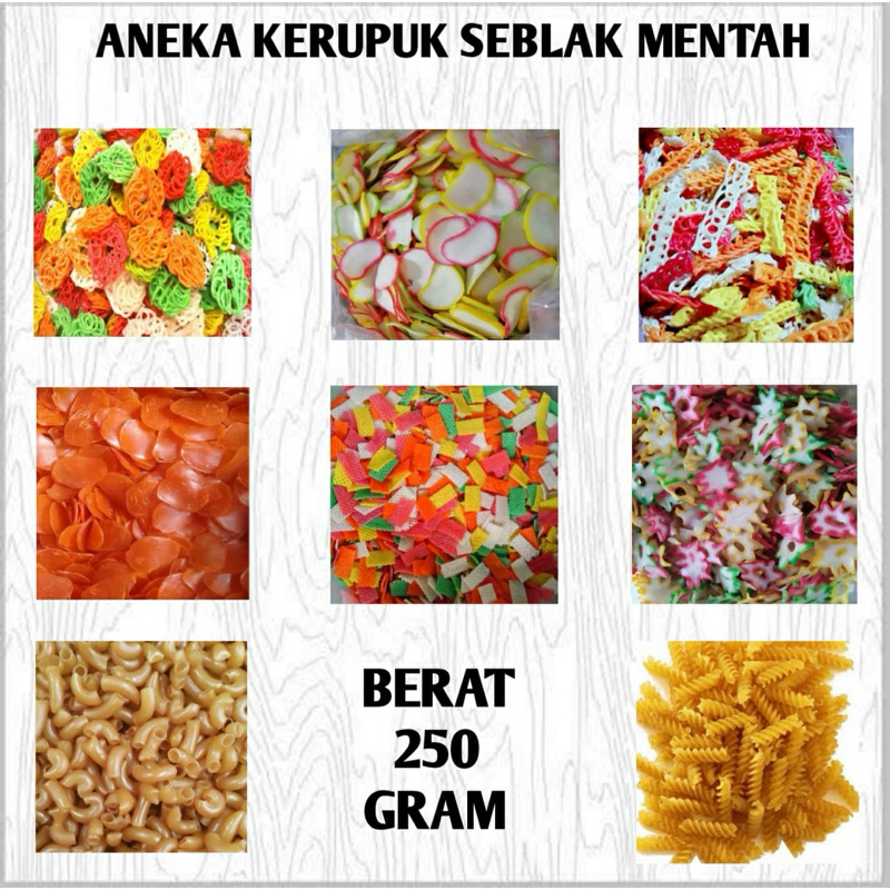 Aneka kerupuk mentah seblak