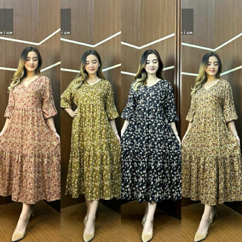 NAGITA DRESS/DRESS RAYON BUNGA/MIDI RAYON REMPEL/DASTER RAYON BUNGA/DRESS HAWET