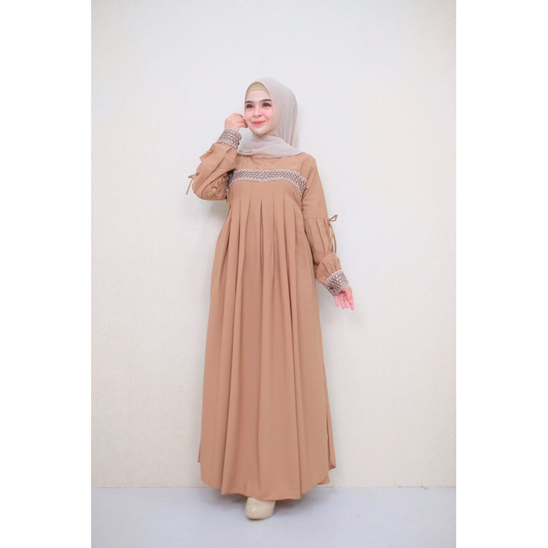 Gamis Polos Abaya Salma M-XXL Gamis Wolfis Premium Renda Exclusive