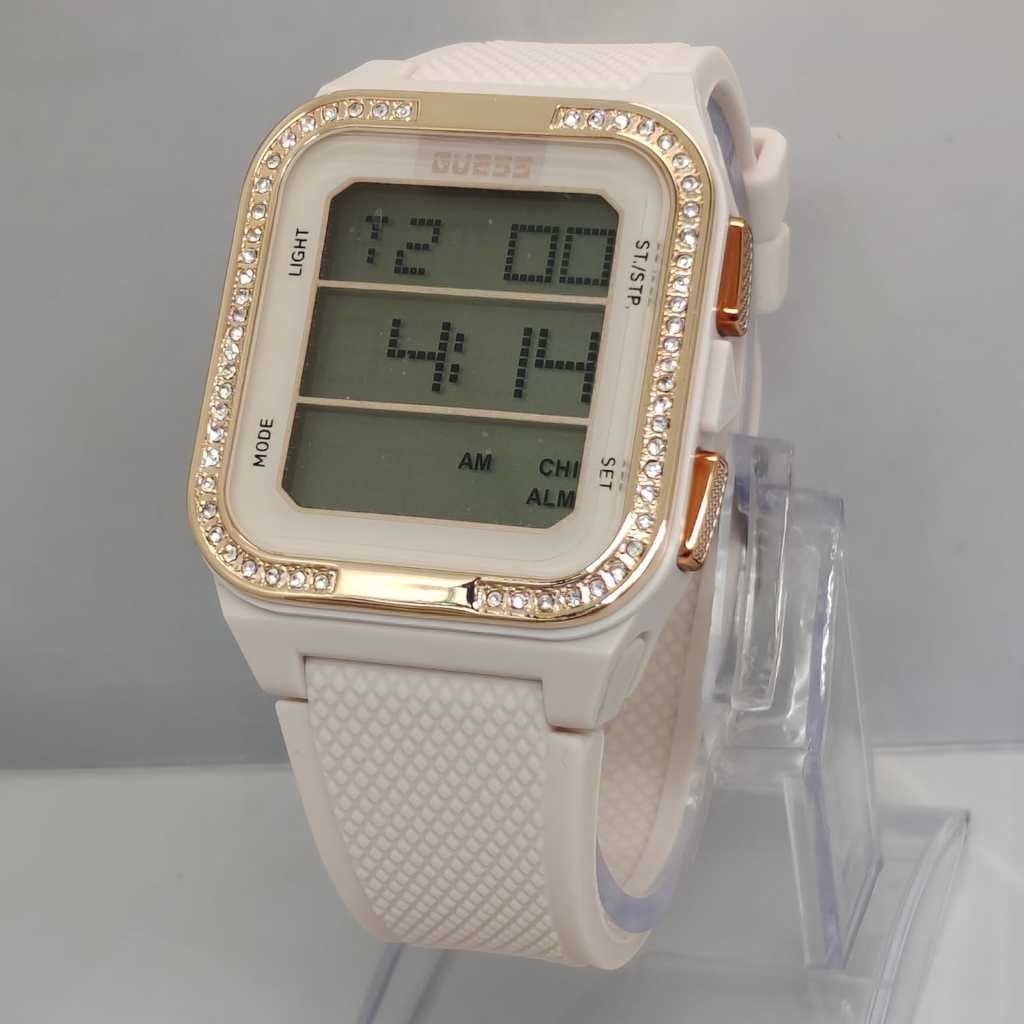 NEW - Jam Tangan Wanita Guess Digital G6856Et Digital Tali Rubber Free Box Original & Baterai Cadang