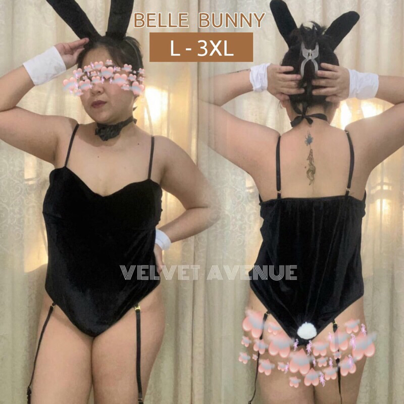 Lingerie Costume Cosplay BIGSIZE Jumbo XL Bunny Open Crotch Belle Beludru