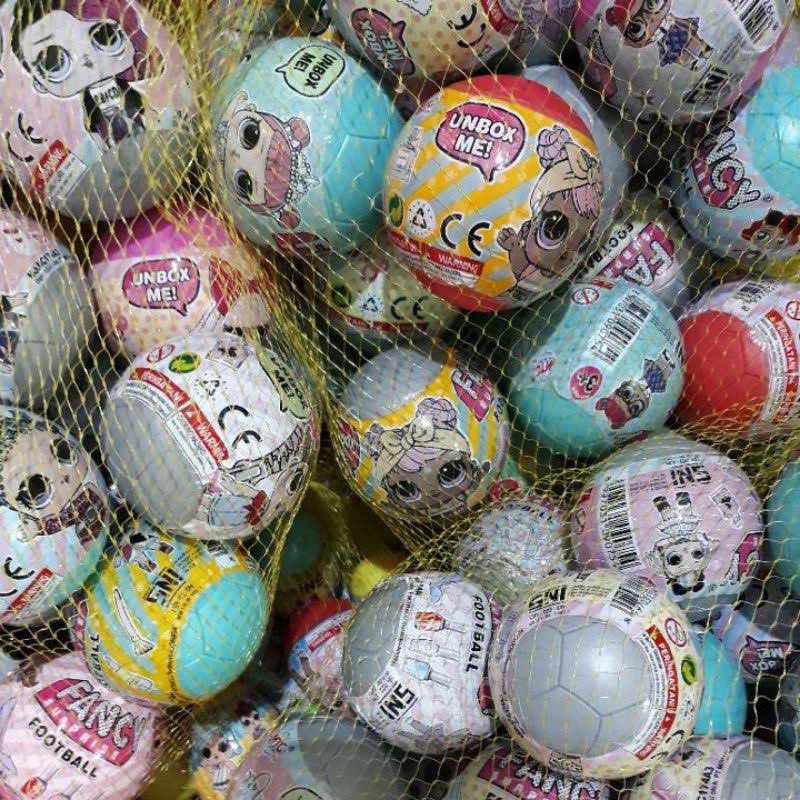bola hadiah lol bola hadiah kecil fancy football/telur hadiah 1 jala isi 20 pcs