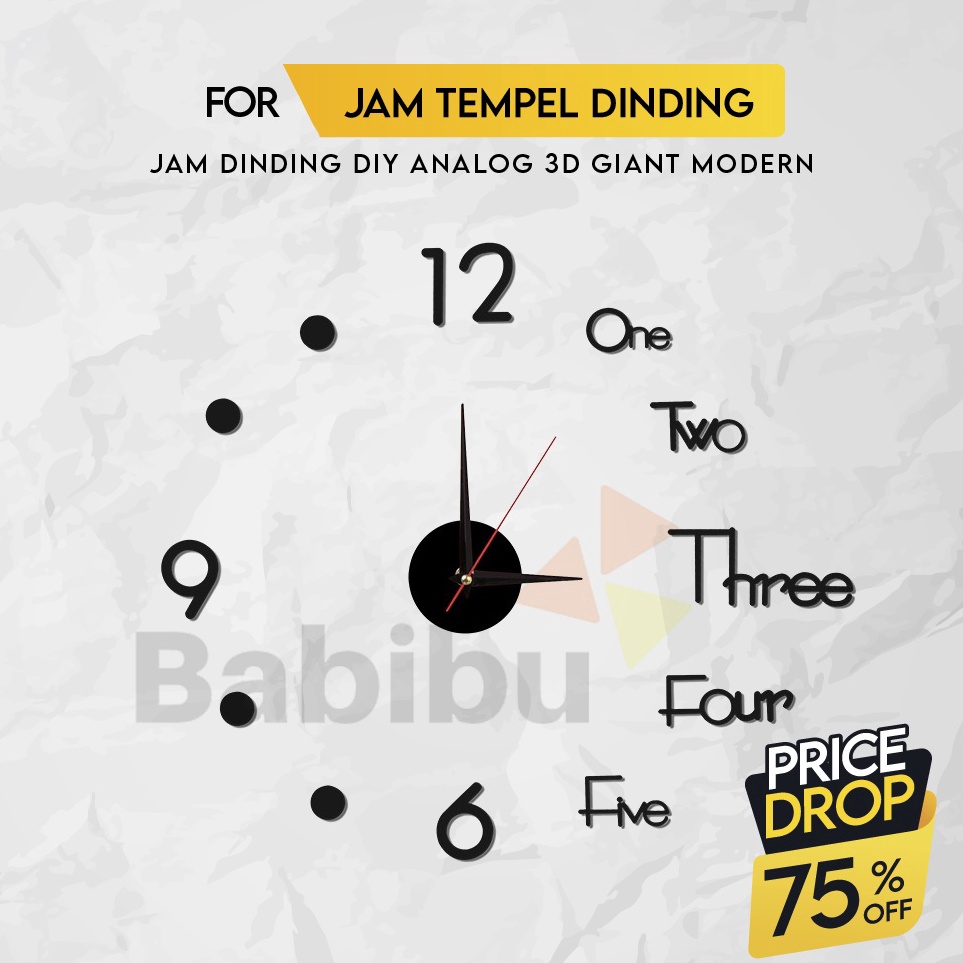 Promo promo CodeO4a4Z Jam Dinding DIY  Jam Tempel Dinding Analog 3D Giant Modern Clock 7 Motif