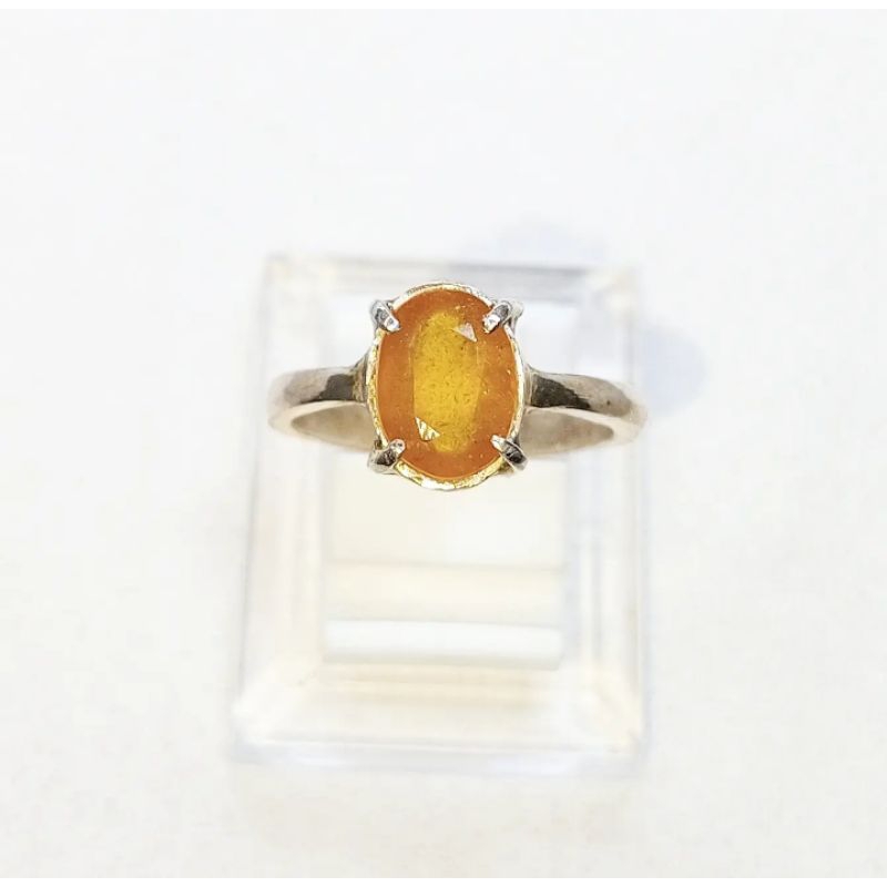 Cincin Wanita Yellow Sapphire Cutting Ring Perak Mewah Elegant