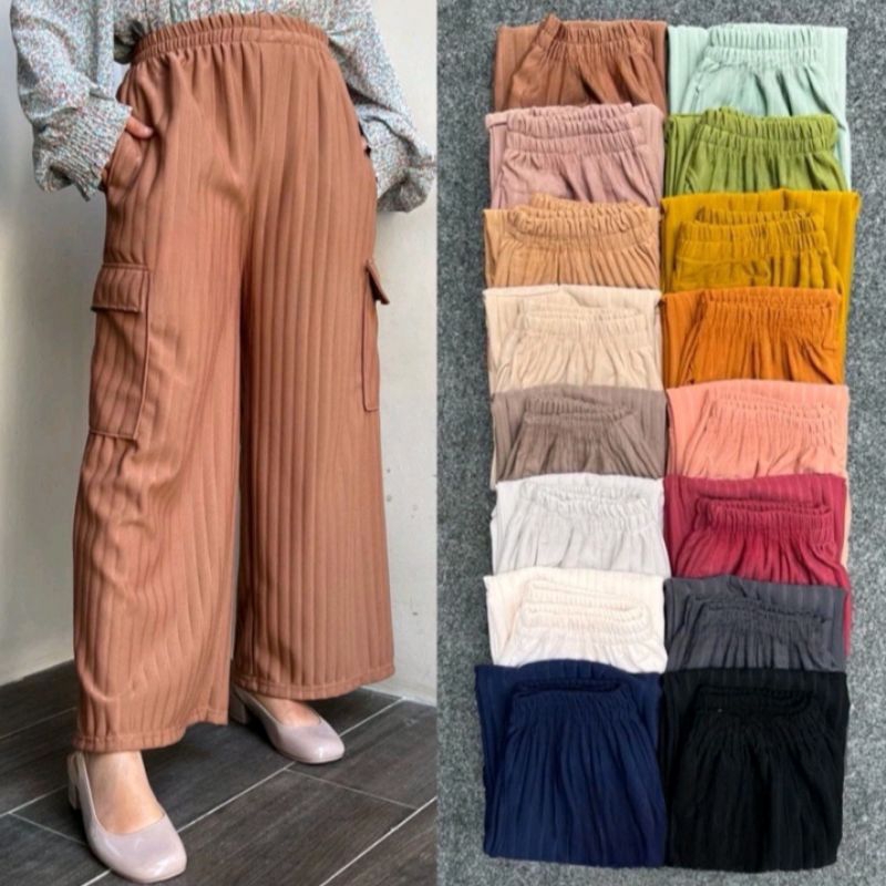 Kulot Cargo Knit Hornet Ootd / Kulot Wanita Hornet Premium / Kulot Cargo DJ Tanti