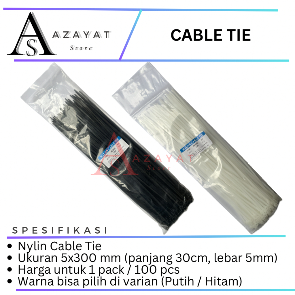 

Kabel tie 30cm 5mm x 300mm 5x300 kabel ties nylon cable putih atau hitam