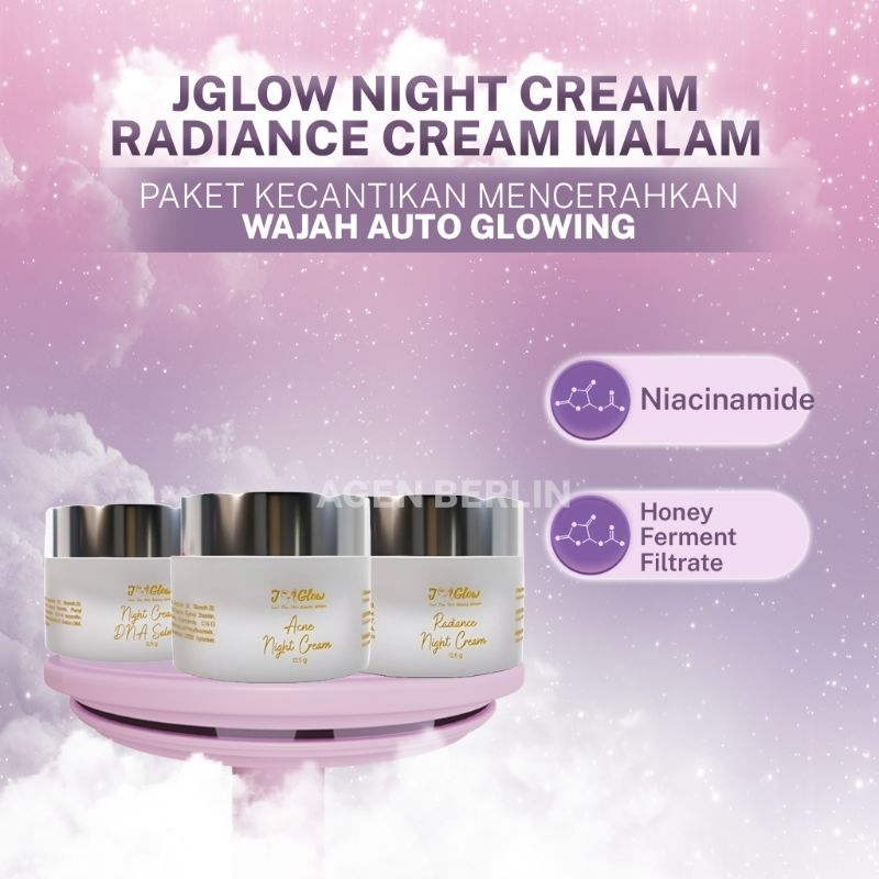 Jglow Night Cream Basic JNC Krim Malam Eceran Mencerahkan Glowing Lembut Putih