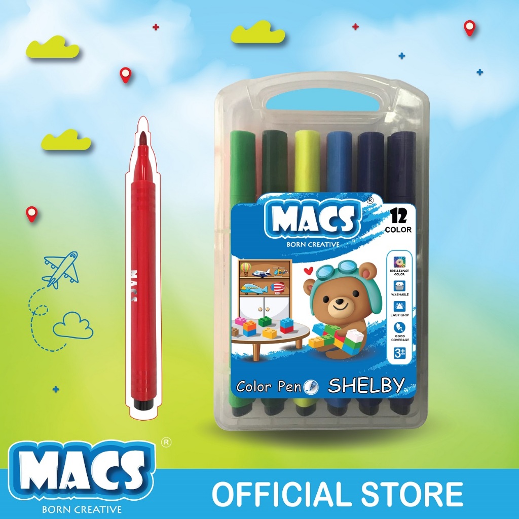 

MACS Color Pen 12 Warna Marker Spidol