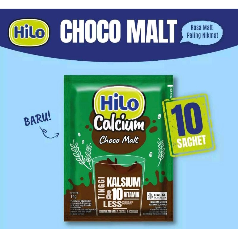 

HiLo Calcium Choco Malt 1renceng (10sachet x @14gr) Minuman Bubuk dengan Cokelat Malt Susu Berenergi Tinggi Kalsium