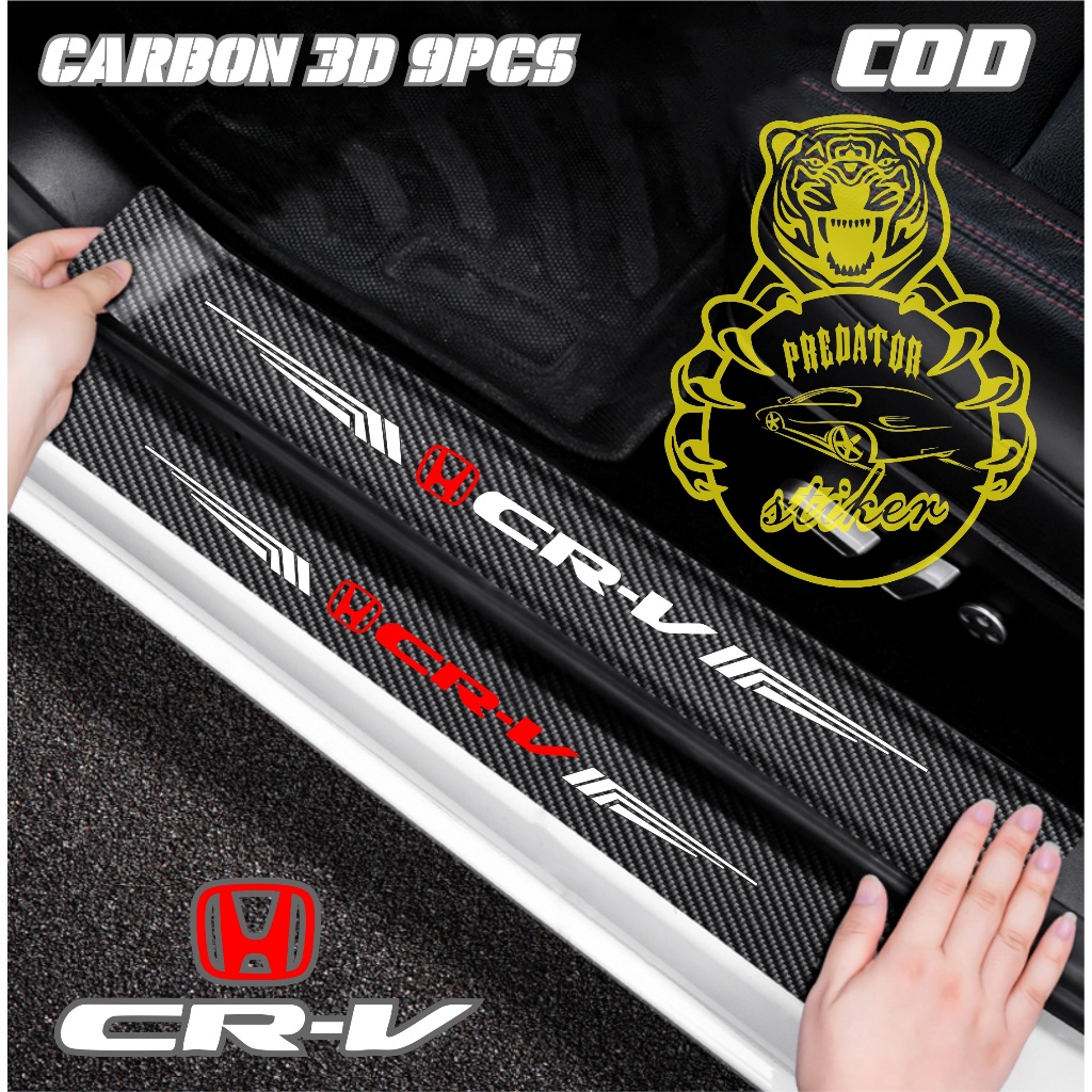 9PCS STIKER CARBON PELINDUNG PINTU MOBIL HONDA CRV DOOR SILL PLATE GUARD MOBIL HONDA CRV