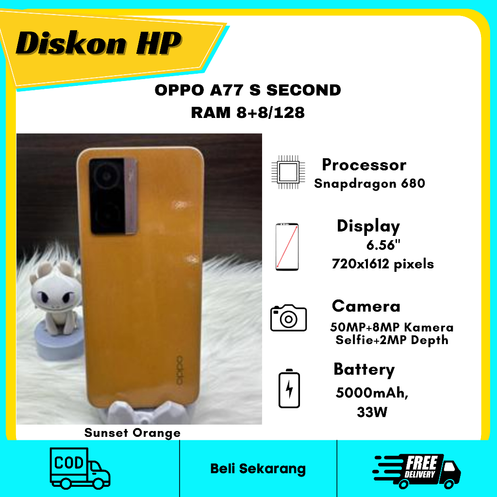 OPPO A77 S RAM 8+8/128 ORIGINAL OPPO-SUNSET ORANGE