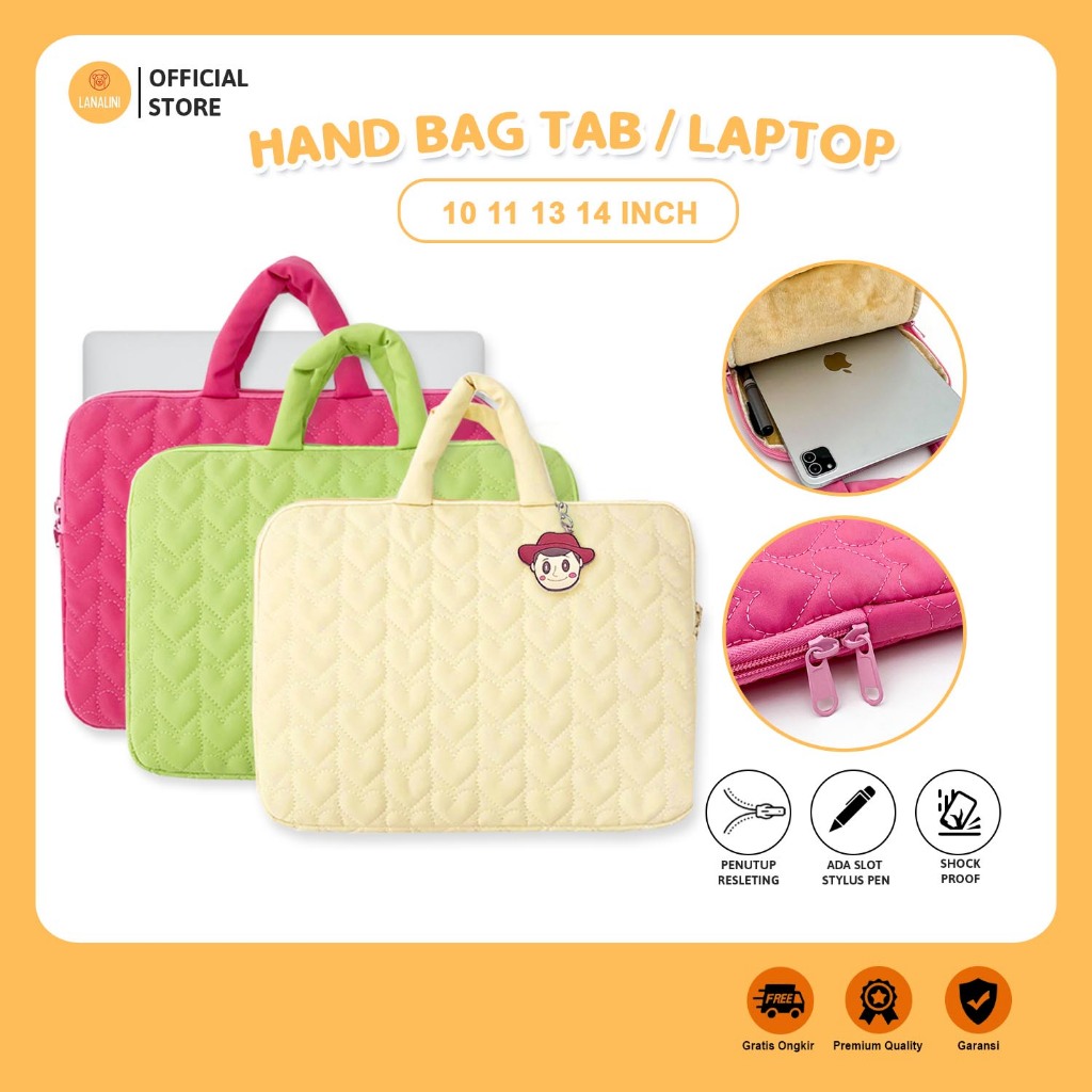 Tas Jinjing Laptop Universal Puffy With Handstrap Sleeve Bag Zipper For Leptop Notebook Netbook Univ