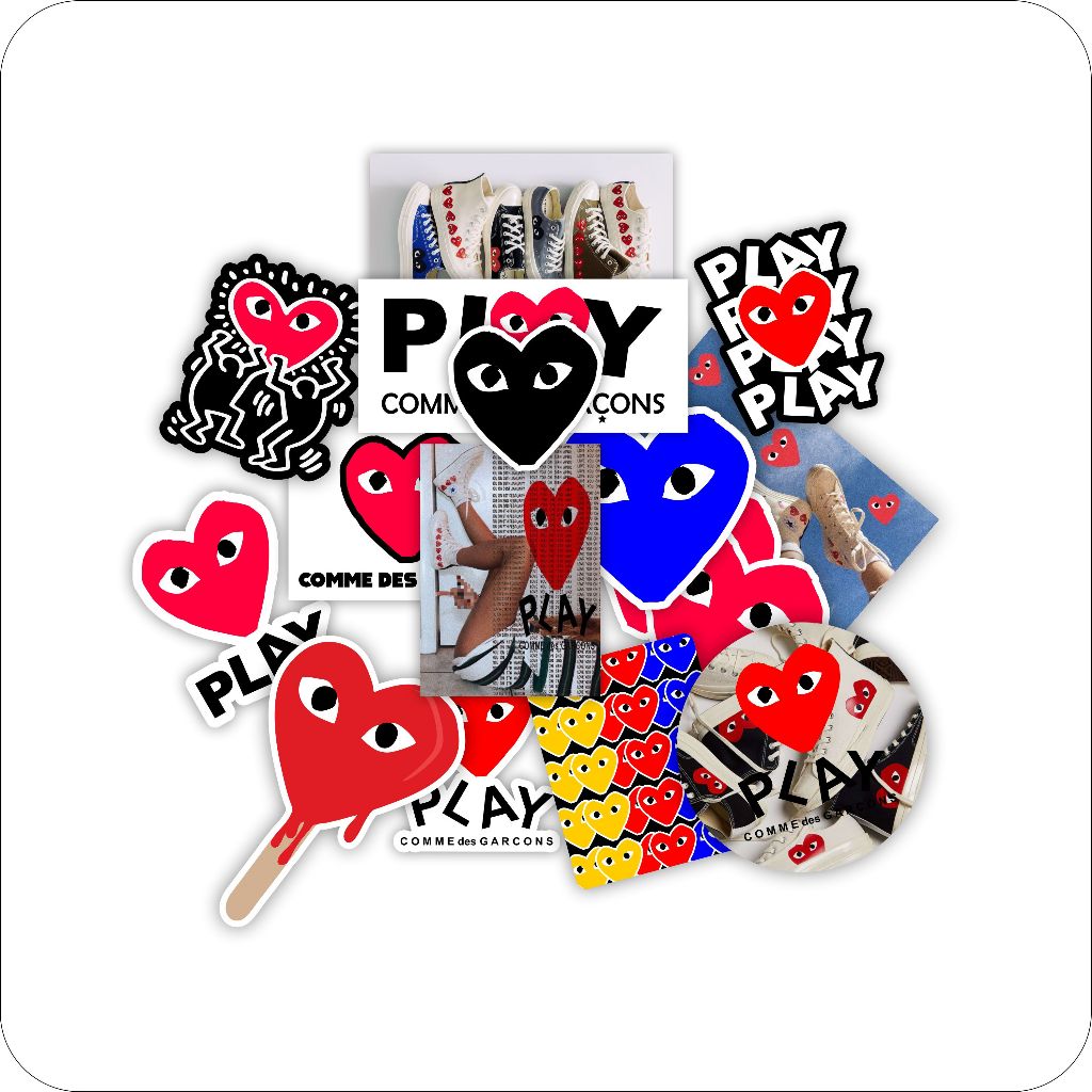 

Sticker paket brand CDG Comme des Garcons Hypebeast isi 15 pcs Harga murah Bahan graftac Stiker graftac Stiker distro Stiker brand keren