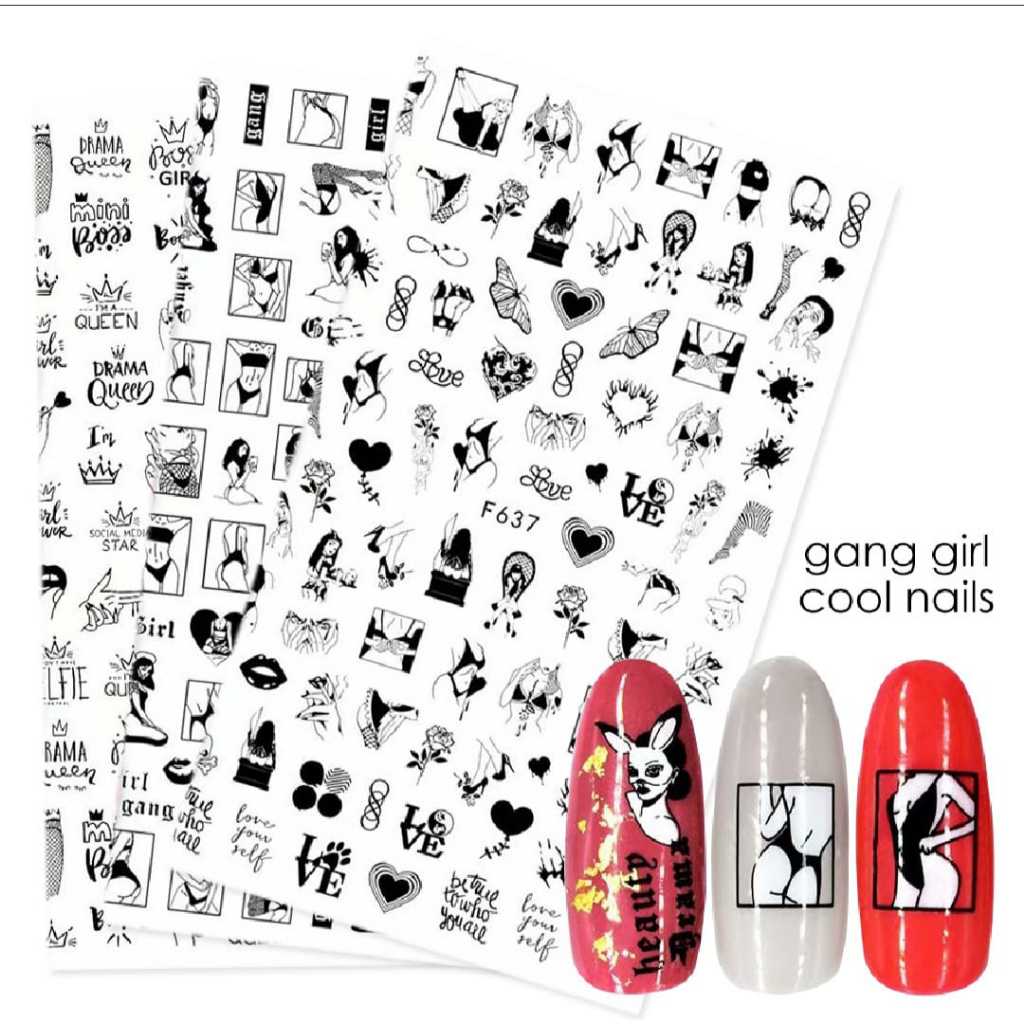 STIKER KUKU DEWASA  SEXY Nail Art Nail art abstrak Stiker kuku wanita dewasa