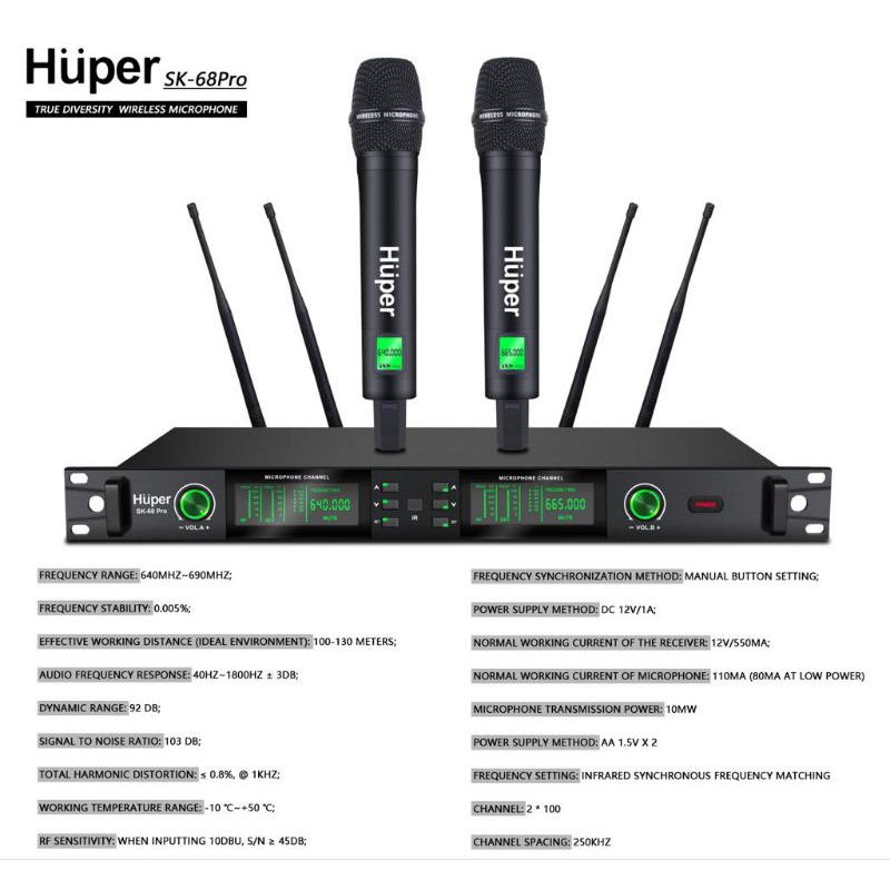 mic wireless huper SK-68 PRO original huper