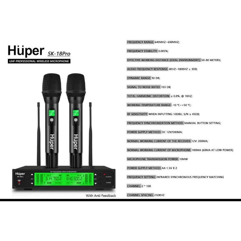 mic wireless huper SK-18 pro original huper