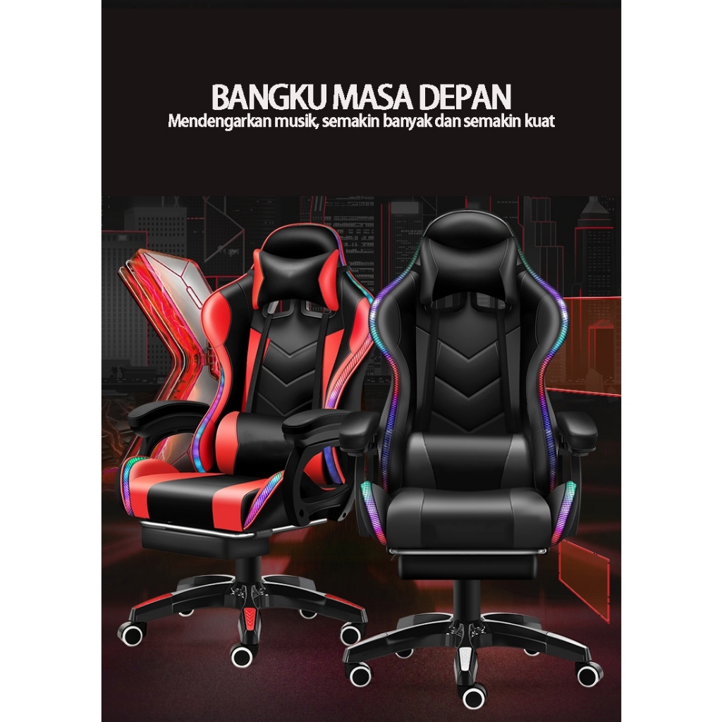 Kursi Gaming Pijat Lampu Led Kursi Rexus Bahan Oscar