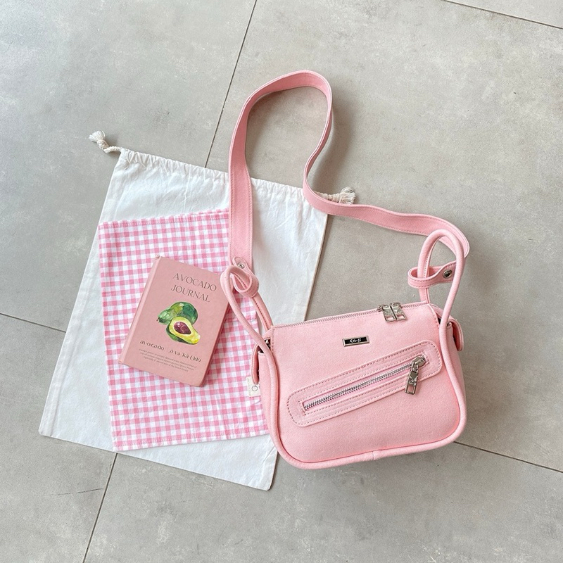Tas selempang pink cantik Tas En-ji original denim pink candy