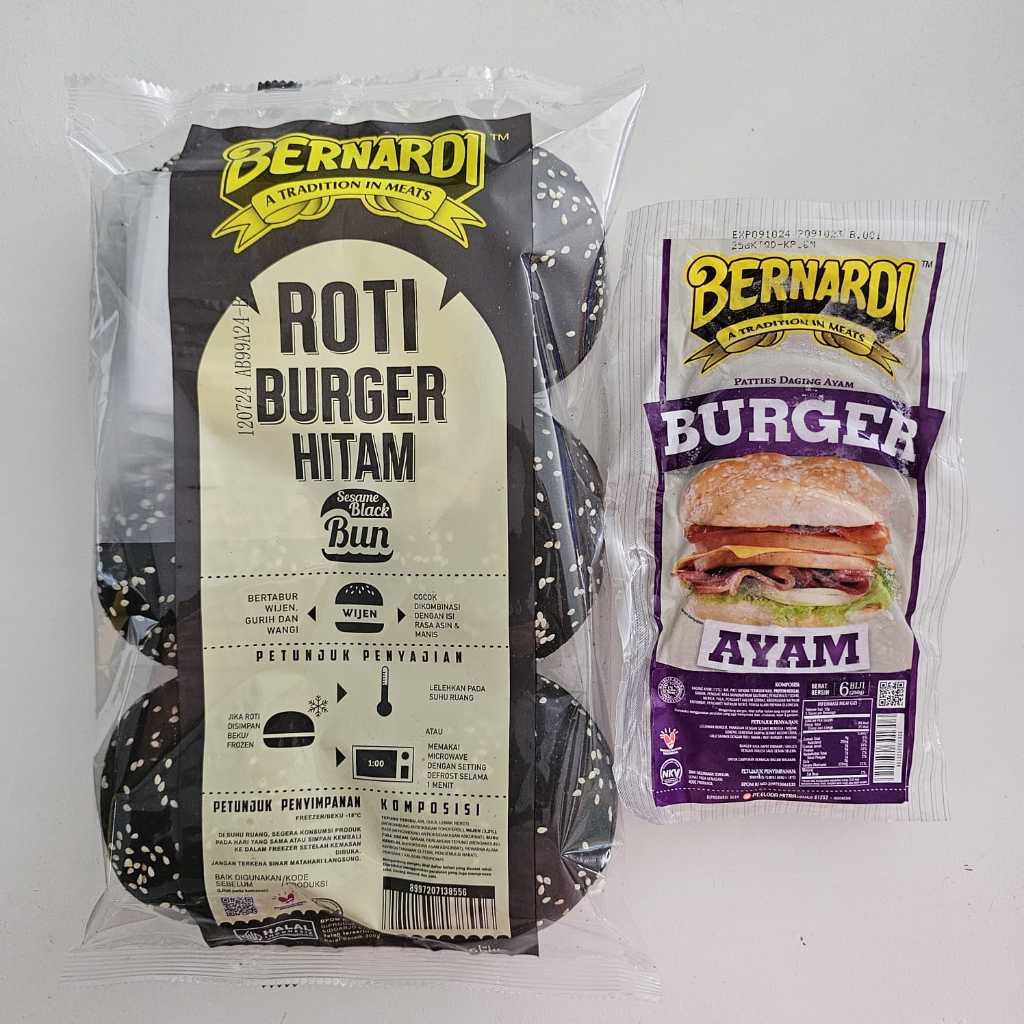 

( PAKET) BERNARDI burger hitam wijen + BERNARDI ayam burger 6s