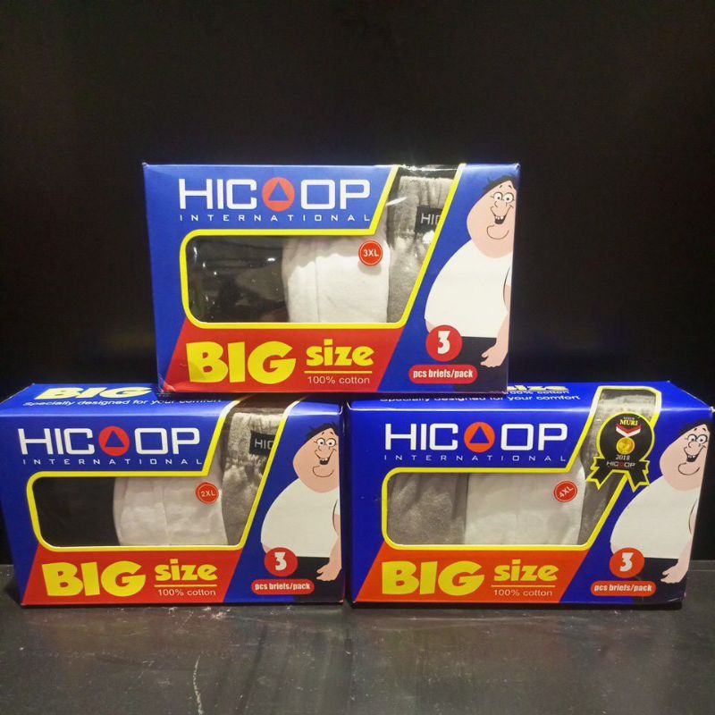 Celana dalam pria ukuran jumbo/ big size isi 3 Hicoop original