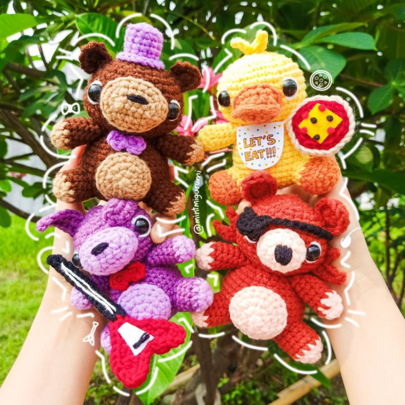 FNAF Plushie (Freddy, Chica, Bonnie, Foxy) - Amigurumi / Boneka Rajut / Crochet