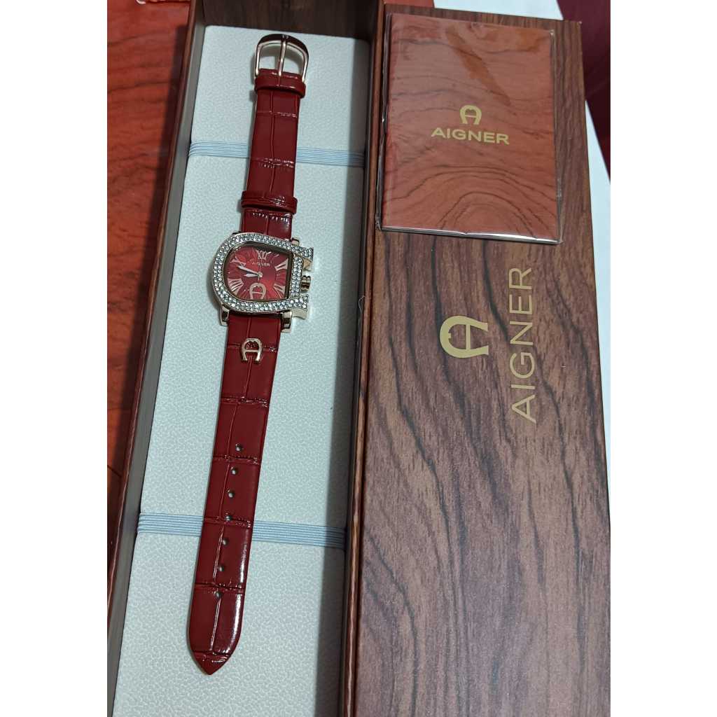 AIGNER PAKET (PAPER BAG + BOX + BOOK) Jam Tangan Wanita Casual Super Premium Leather Strap