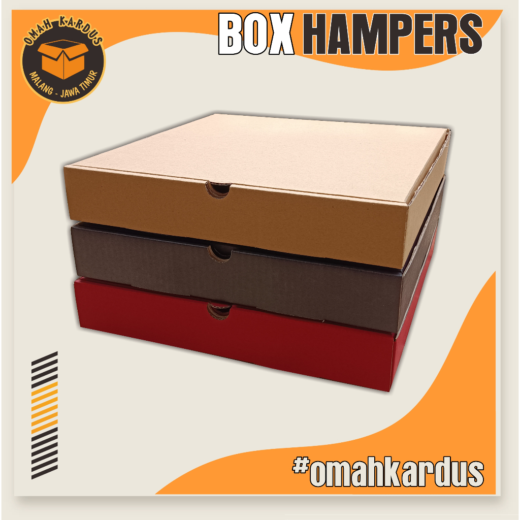 

Box Pizza/hampers 40x40x4,5 cm B FLUTE / kardus box polos / kardus diecut / box diecut / box hampers / kardus hampers / box baju / kardus baju / box hijap / kardus dus box