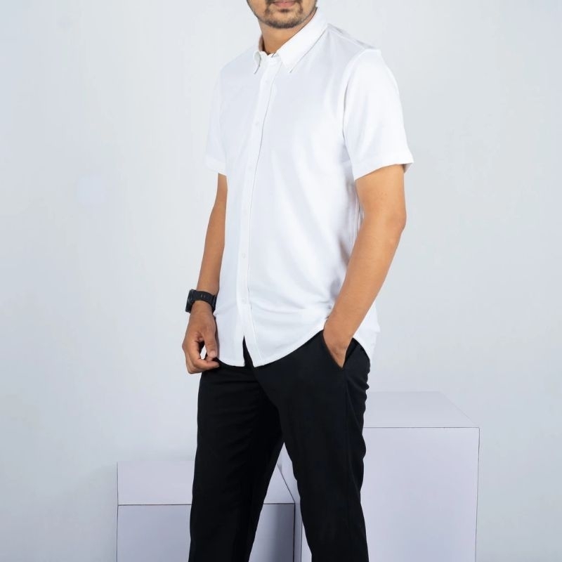 Kemeja Formal Lengan Pendek Pique